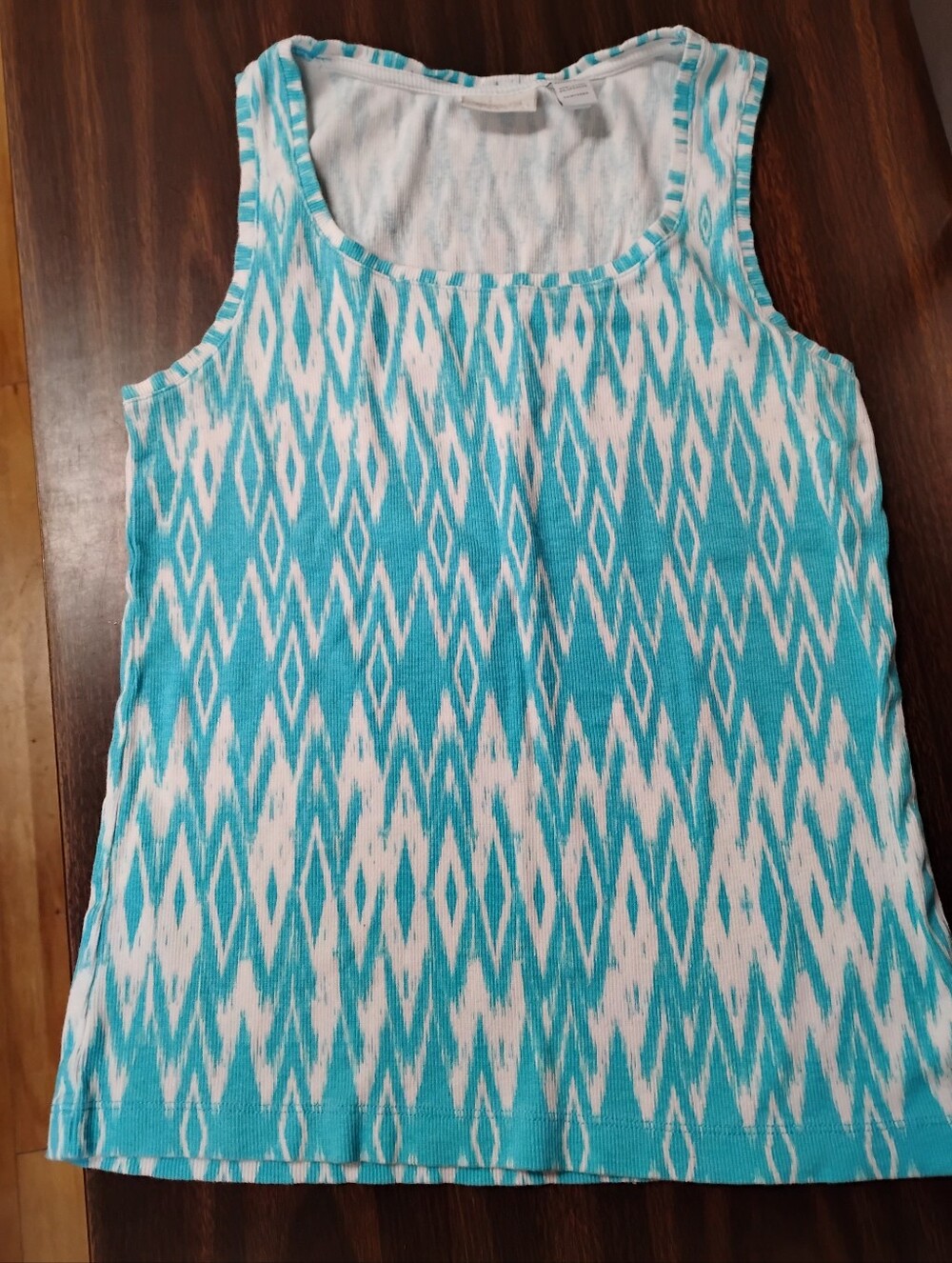 Chico's Turquoise And White Size 1 Tank Top